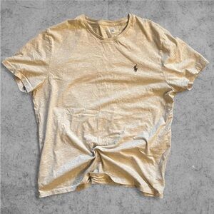 Cream Tan Polo Ralph Lauren Single-Stitch Pony Logo Tee Shirt | M